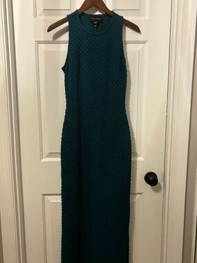 Donna Morgan Teal Textured Sleeveless Maxi Dress